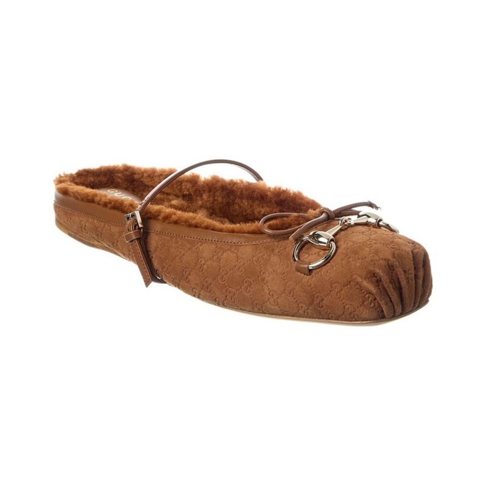 Gucci Horsebit Gg Suede Mule, Brown